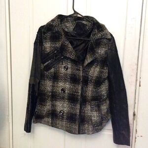 Leather plaid jacket